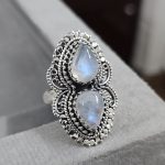 Double Moonstone Ring Size US 7 925 Sterling Silver (RS106-33)