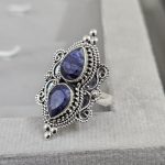Double Blue Sapphire Ring Size US 8 925 Sterling Silver (RS106-32)