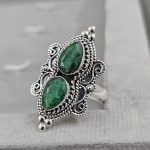 Double Emerald Ring Size US 9 925 Sterling Silver (RS106-25)