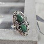 Double Emerald Ring Size US 9 925 Sterling Silver (RS106-24)