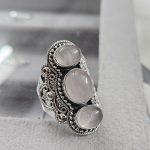 Triple Rose Quartz Ring Size US 9 925 Sterling Silver (RS106-15)