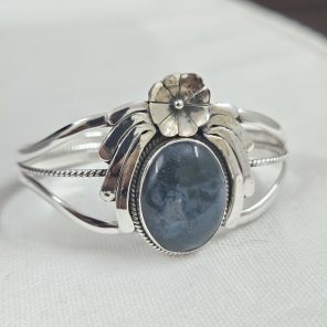 Moss Agate Southwest Style 925 Sterling Silver Bangle Cuff (RSB2-154)