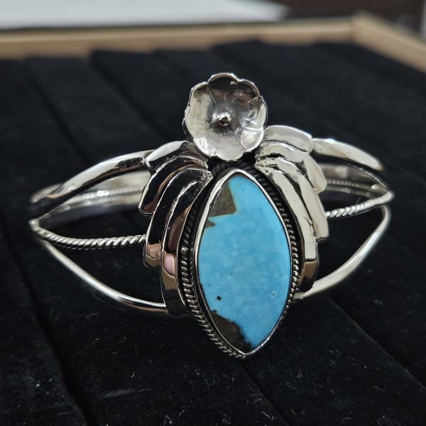Morenci Turquoise Southwest Style 925 Sterling Silver Bangle Cuff (RSB2-152) - Image 3