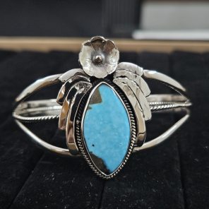 Morenci Turquoise Southwest Style 925 Sterling Silver Bangle Cuff (RSB2-152)