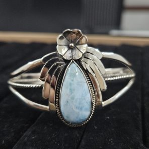 Larimar Southwest Style 925 Sterling Silver Bangle Cuff (RSB2-142)