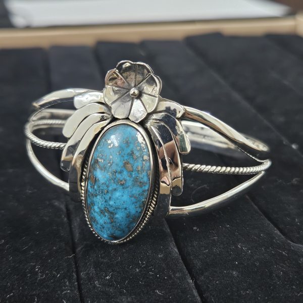 Morenci Turquoise Southwest Style 925 Sterling Silver Bangle Cuff (RSB2-151) - Image 3