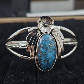 Morenci Turquoise Southwest Style 925 Sterling Silver Bangle Cuff (RSB2-151)