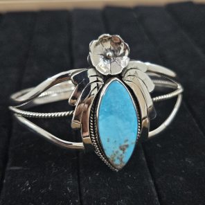Kingman Turquoise Southwest Style 925 Sterling Silver Bangle Cuff (RSB2-149)