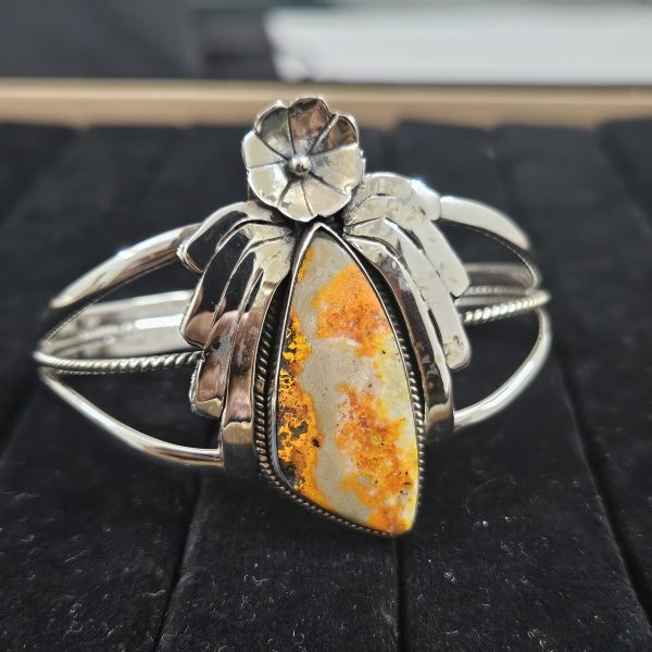 Bumble Bee Jasper Southwest Style 925 Sterling Silver Bangle Cuff (RSB2-132)