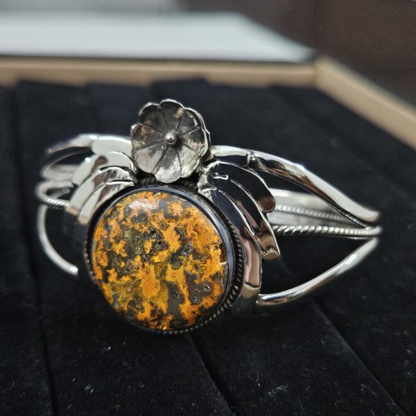 Bumble Bee Jasper Southwest Style 925 Sterling Silver Bangle Cuff (RSB2-134) - Image 2