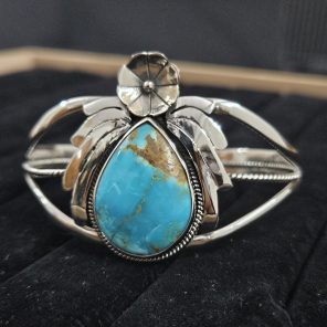 Kingman Turquoise Southwest Style 925 Sterling Silver Bangle Cuff (RSB2-148)
