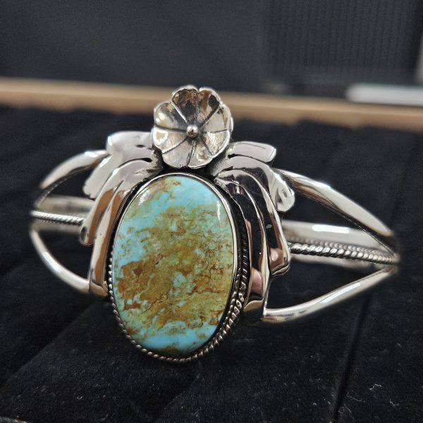 Kingman Turquoise Southwest Style 925 Sterling Silver Bangle Cuff (RSB2-150) - Image 3