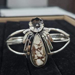 Wild Horse Jasper Southwest Style 925 Sterling Silver Bangle Cuff (RSB2-138)