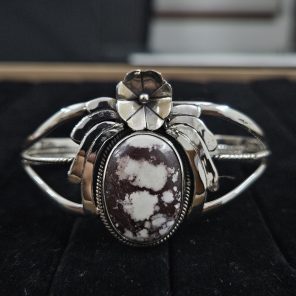 Wild Horse Jasper Southwest Style 925 Sterling Silver Bangle Cuff (RSB2-137)