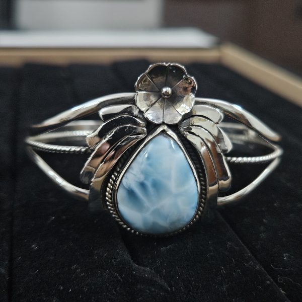 Larimar Southwest Style 925 Sterling Silver Bangle Cuff (RSB2-141)