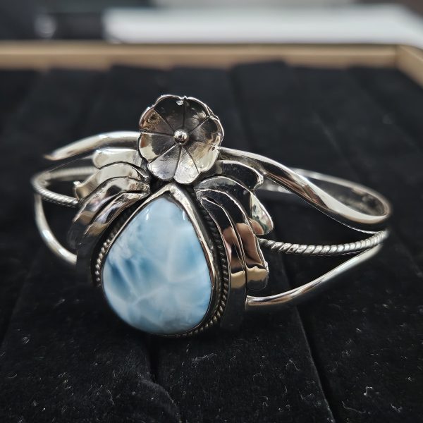 Larimar Southwest Style 925 Sterling Silver Bangle Cuff (RSB2-141) - Image 2