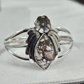 Wild Horse Jasper Southwest Style 925 Sterling Silver Bangle Cuff (RSB2-135)