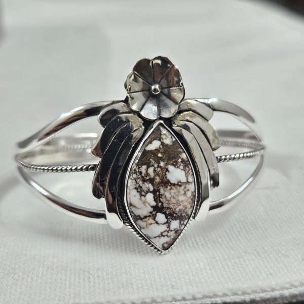 Wild Horse Jasper Southwest Style 925 Sterling Silver Bangle Cuff (RSB2-135)