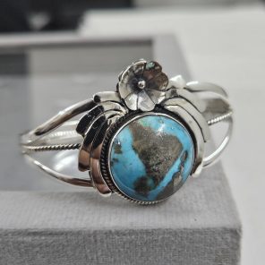 Morenci Turquoise Southwest Style 925 Sterling Silver Bangle Cuff (RSB2-153)