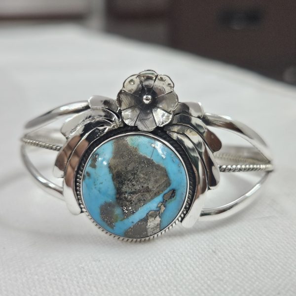 Morenci Turquoise Southwest Style 925 Sterling Silver Bangle Cuff (RSB2-153) - Image 3