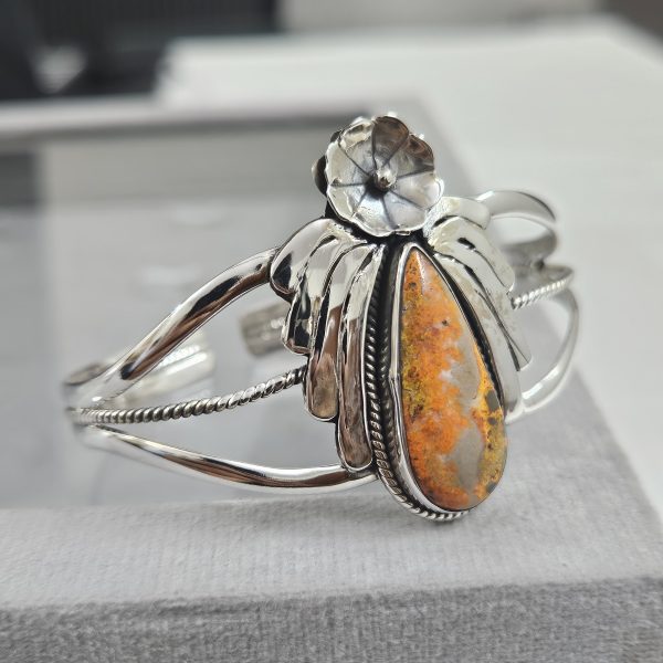Bumble Bee Jasper Southwest Style 925 Sterling Silver Bangle Cuff (RSB2-133)