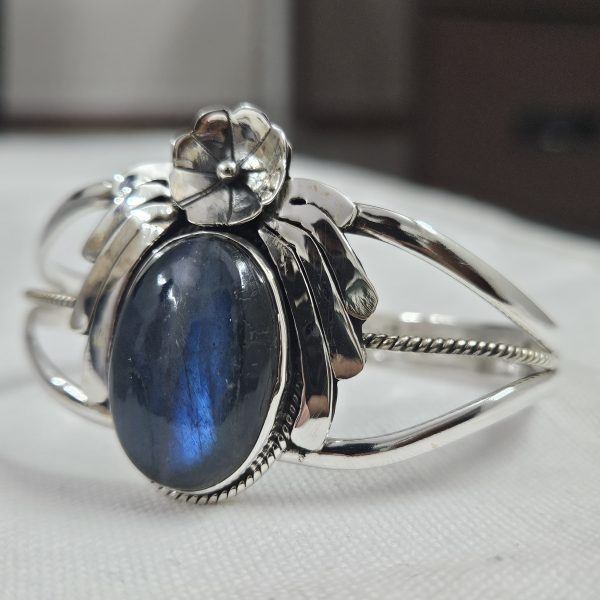 Labradorite Southwest Style 925 Sterling Silver Bangle Cuff (RSB2-146) - Image 3