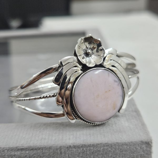 Pink Opal Southwest Style 925 Sterling Silver Bangle Cuff (RSB2-144)