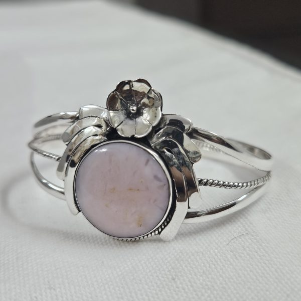 Pink Opal Southwest Style 925 Sterling Silver Bangle Cuff (RSB2-144) - Image 3