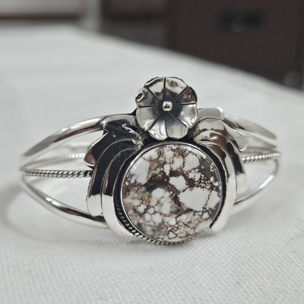 Wild Horse Jasper Southwest Style 925 Sterling Silver Bangle Cuff (RSB2-136)