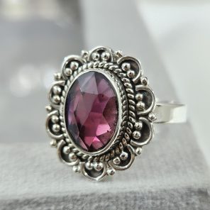 Rose Cut Garnet 925 Silver Ring (REXT61-3)
