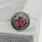 Rose Cut Garnet 925 Silver Ring (REXT61-20)