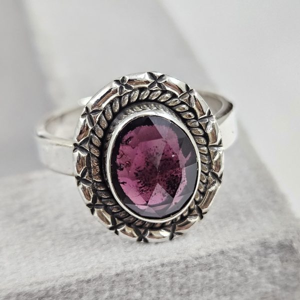 Rose Cut Garnet 925 Silver Ring (REXT61-19)
