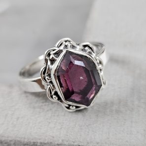 Rose Cut Garnet 925 Silver Ring (REXT61-13)
