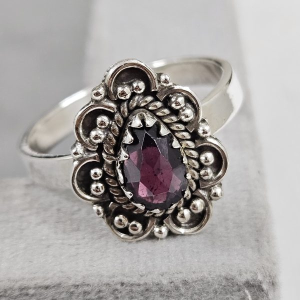 Rose Cut Garnet 925 Silver Ring (REXT61-27)