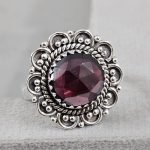 Rose Cut Garnet 925 Silver Ring (REXT61-26)