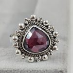 Rose Cut Garnet 925 Silver Ring (REXT61-24)