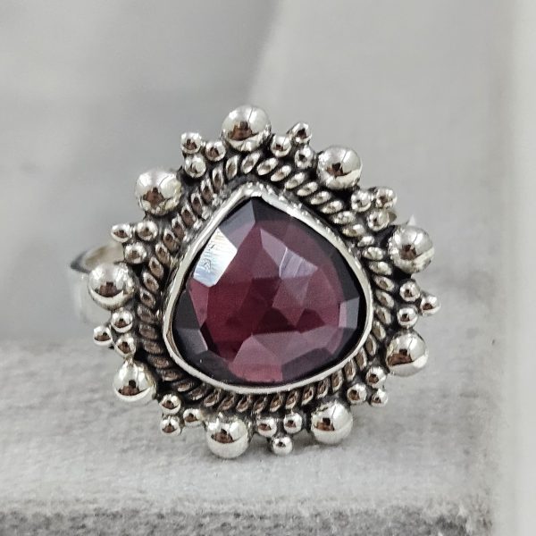 Rose Cut Garnet 925 Silver Ring (REXT61-24)