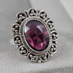 Rose Cut Garnet 925 Silver Ring (REXT61-11)