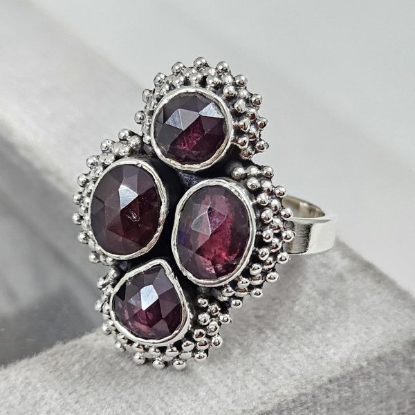 Rose Cut Garnet 925 Silver Ring (REXT61-30)