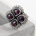 Rose Cut Garnet 925 Silver Ring (REXT61-29)