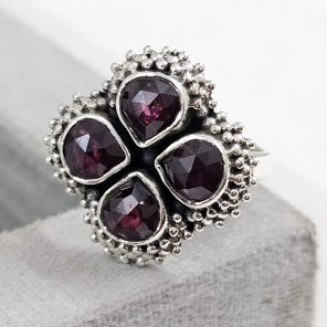 Rose Cut Garnet 925 Silver Ring (REXT61-29)