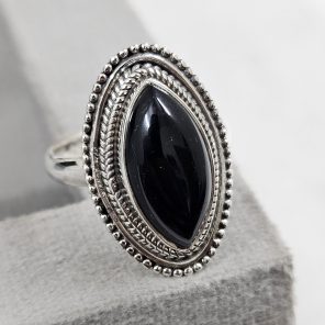 Black Onyx 925 Sterling Silver Ring (REXT62-5)