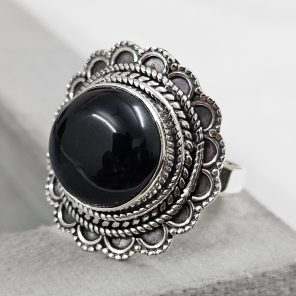 Black Onyx 925 Sterling Silver Ring (REXT62-31)