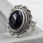 Black Onyx 925 Sterling Silver Ring (REXT62-29)