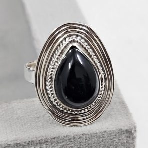 Black Onyx 925 Sterling Silver Ring (REXT62-27)