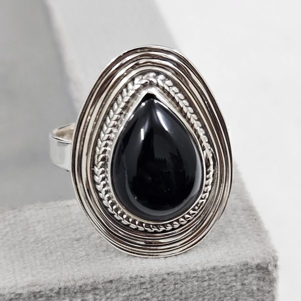 Black Onyx 925 Sterling Silver Ring (REXT62-27)