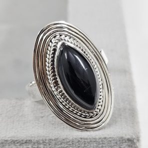 Black Onyx 925 Sterling Silver Ring (REXT62-26)