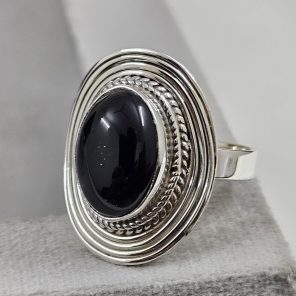 Black Onyx 925 Sterling Silver Ring (REXT62-25)