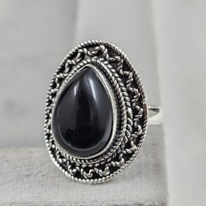 Black Onyx 925 Sterling Silver Ring (REXT62-22)