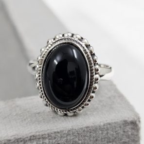 Black Onyx 925 Sterling Silver Ring (REXT62-33)